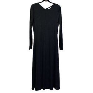 FOURTEENTH‎ PLACE Black Ribbed Twist-Back Maxi Dress - NWOT